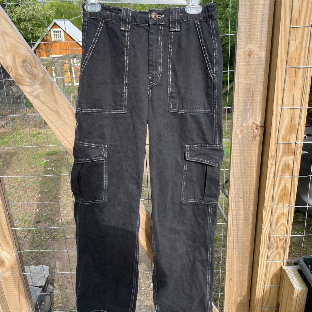 BDG Black Cargo Pants Straight Leg Design